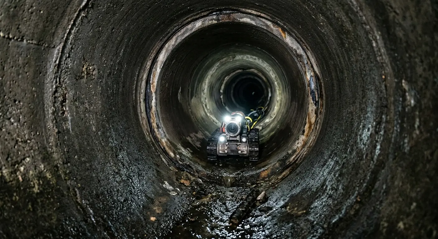 Robotic sewer camera inspecting pipe interior for Sewer Line Repair in Cherry Hills Village